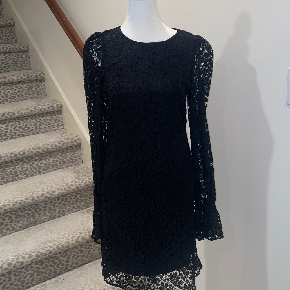 Dolce & Gabbana Black Lace Long Sleeve Dress